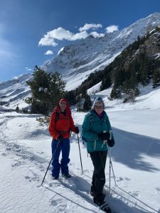 Kathryn and Michael snow walking