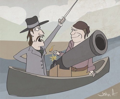 Canon on a canoe illustration