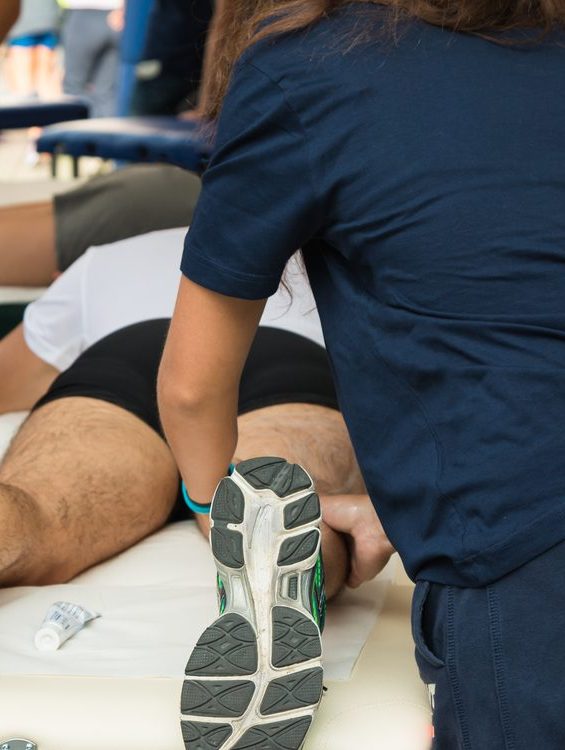 A sports massage focussing on the right calf